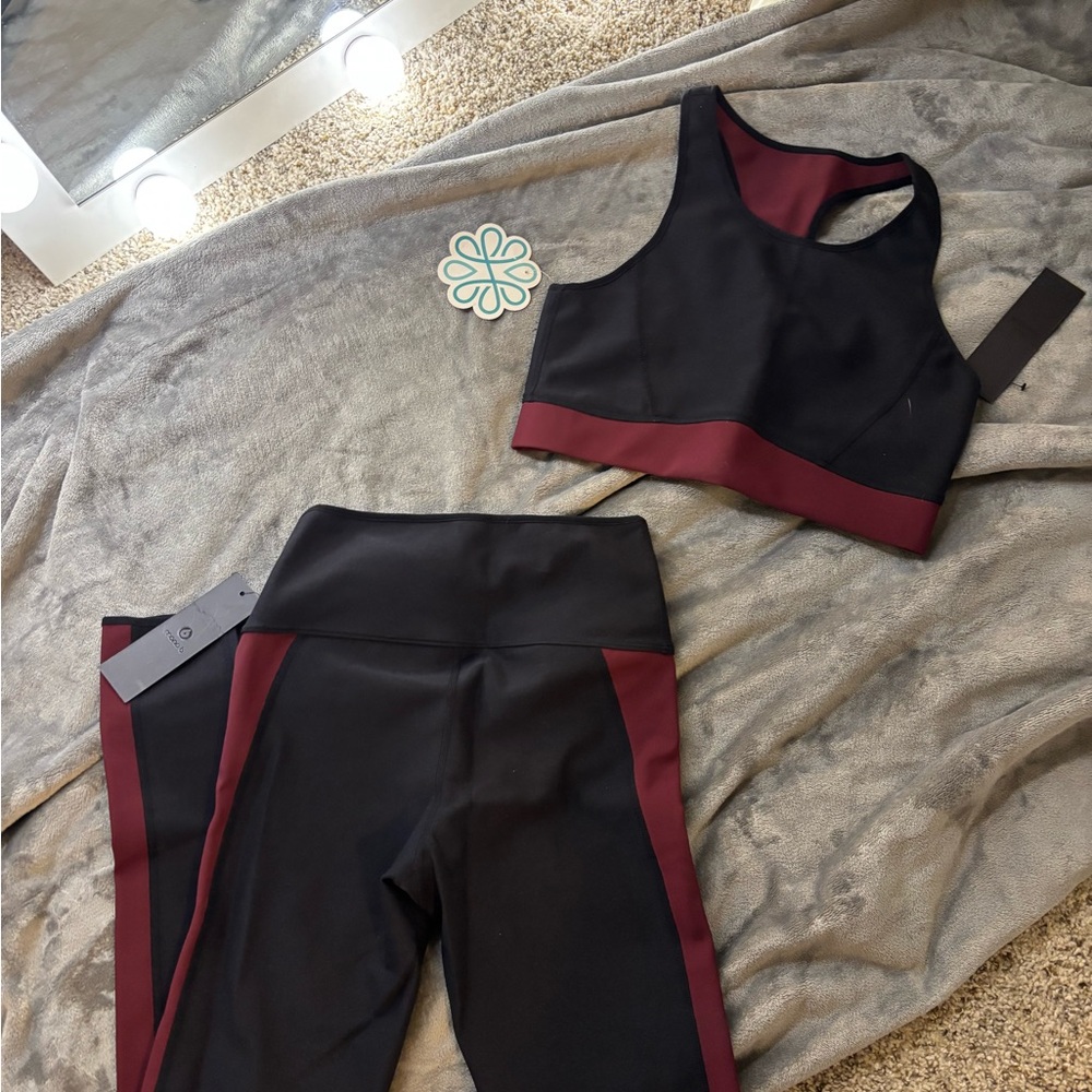 Black and Burgundy Activewear Set